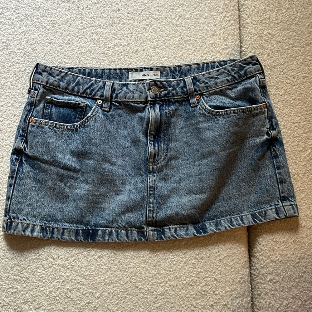Mango Low Rise Denim Mini Skirt